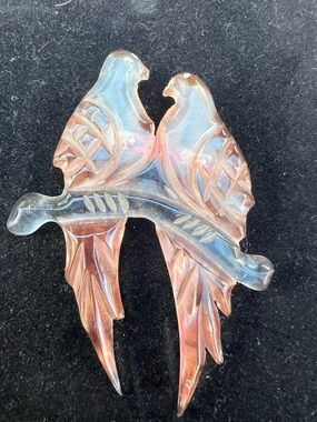 Decorative Glass Parrot Figurine - Pink and Clear